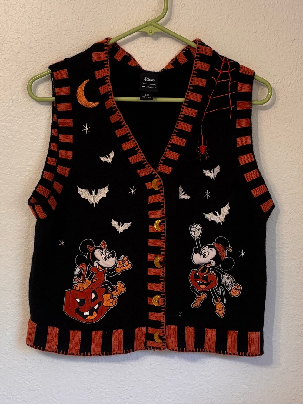 Her Universe Disney Mickey and Minnie Halloween Sweater Vest Large